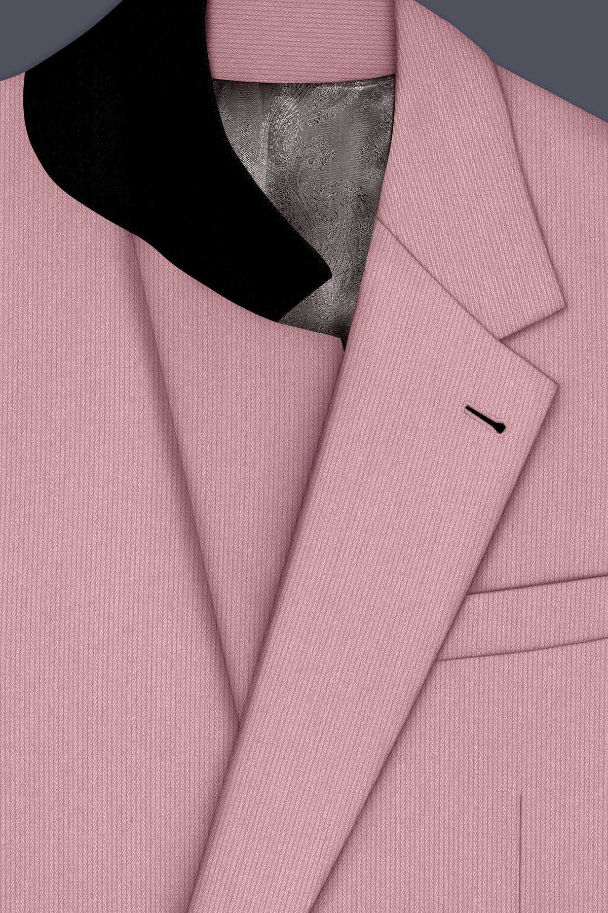 Isadora-Careys Pink Diamond Textured Wool Rich Slight Stretch Single Breasted Suit