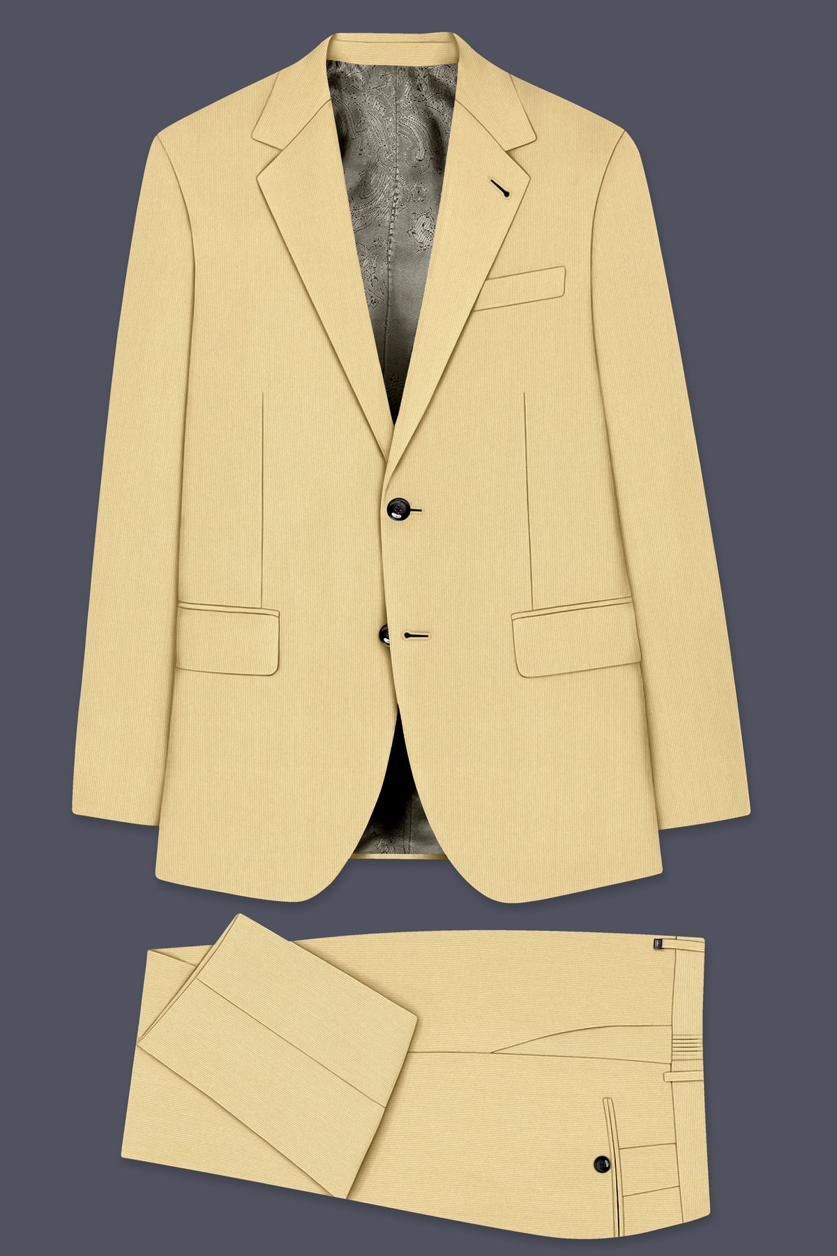 Dorian-Pavlova Cream Diamond Textured Wool Rich Slight Stretch Single Breasted Suit