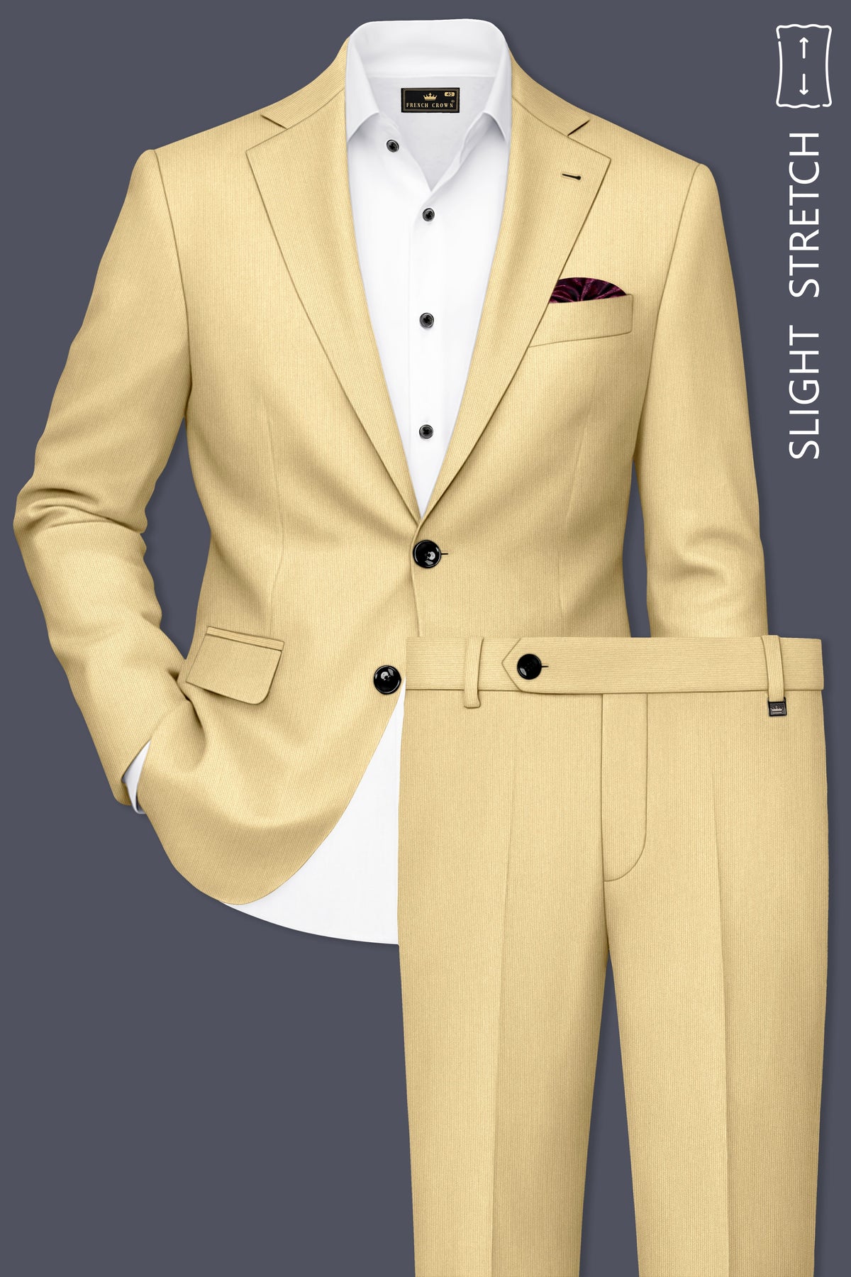 Dorian-Pavlova Cream Diamond Textured Wool Rich Slight Stretch Single Breasted Suit