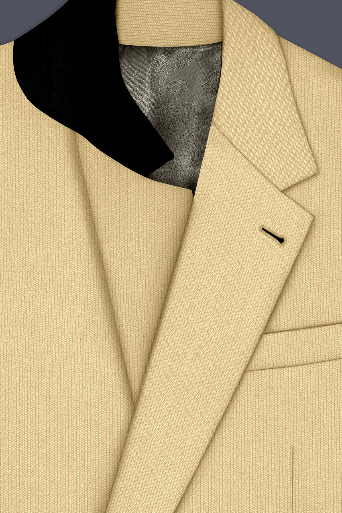 Dorian-Pavlova Cream Diamond Textured Wool Rich Slight Stretch Single Breasted Suit