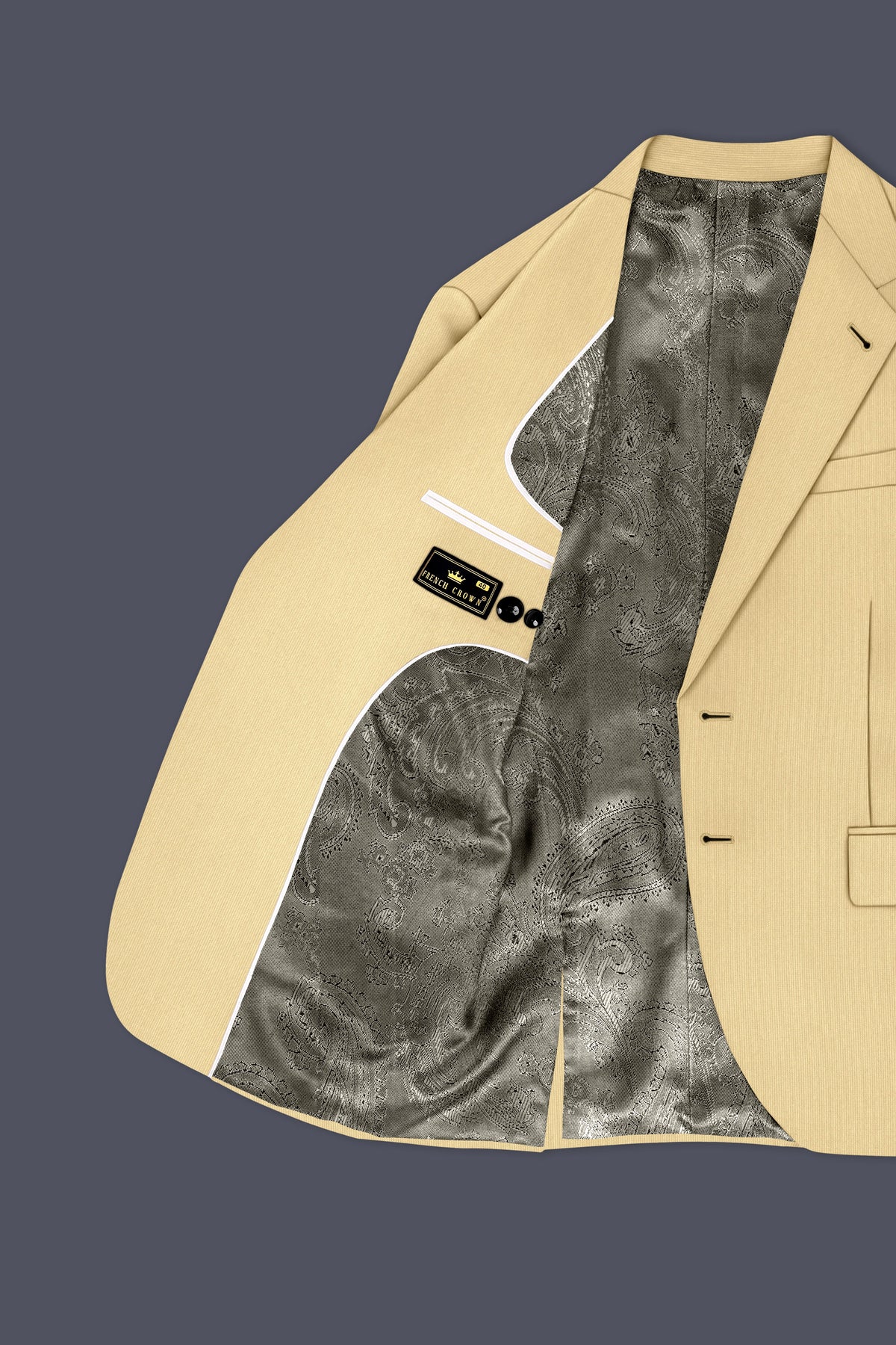 Dorian-Pavlova Cream Diamond Textured Wool Rich Slight Stretch Single Breasted Suit