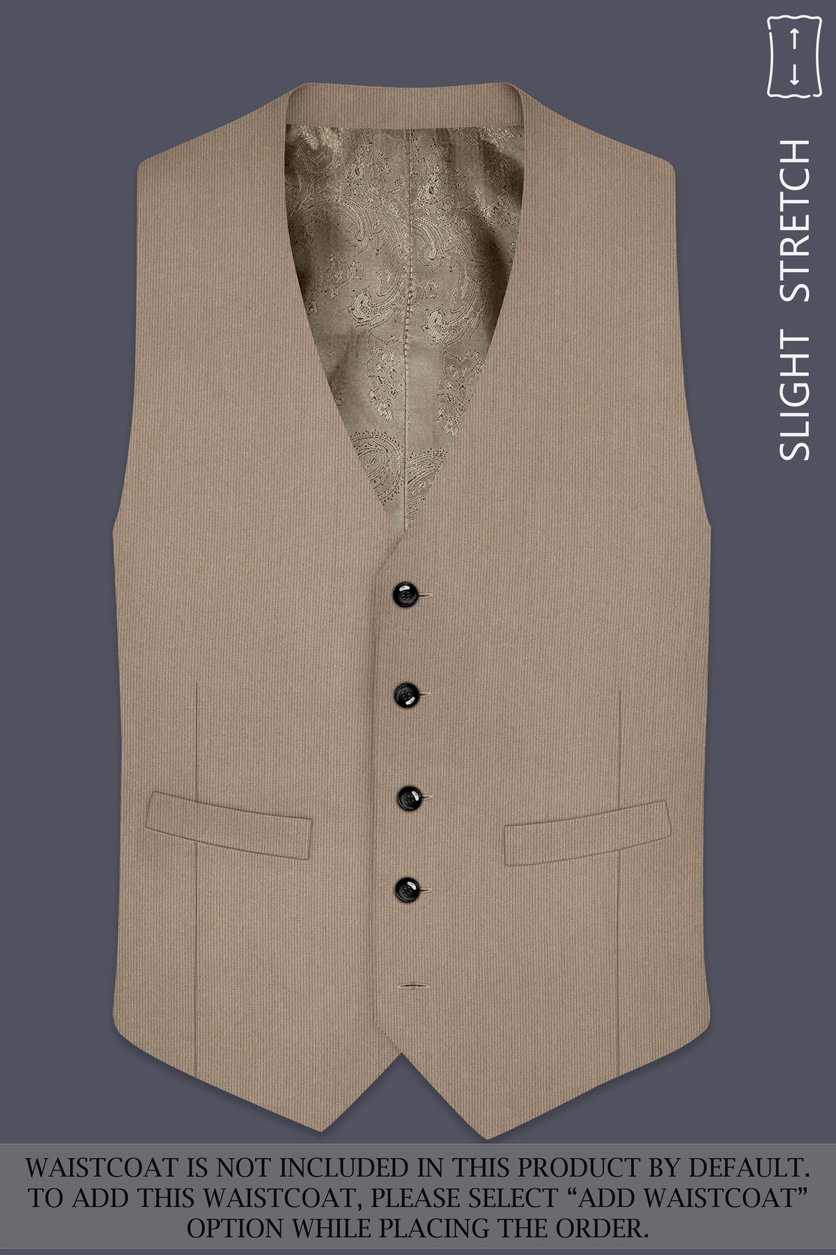 Terran-Sandrift Brown Diamond Textured Wool Rich Slight Stretch Single Breasted Suit