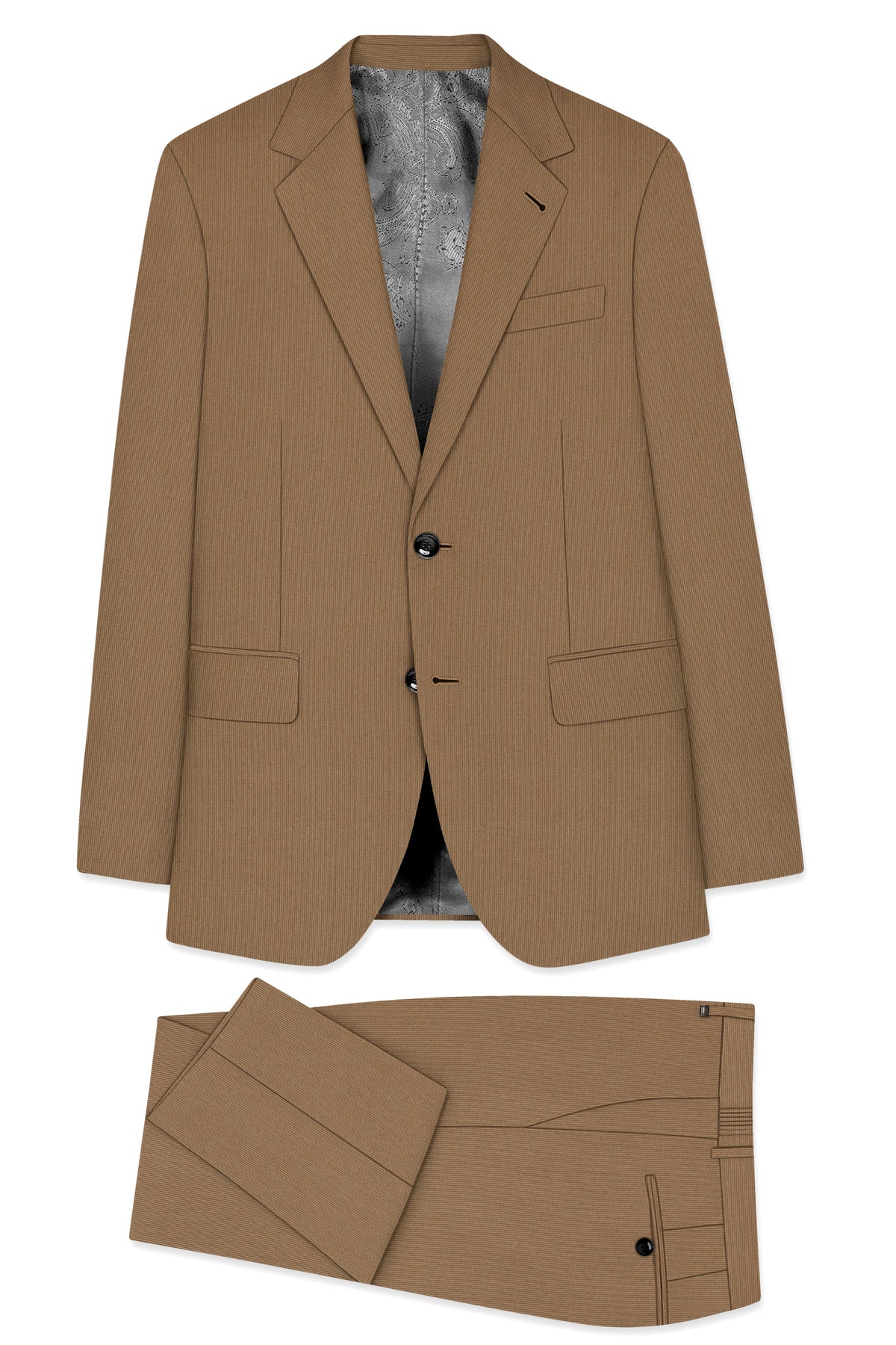 Weston-Millbrook Brown Diamond Textured Wool Rich Slight Stretch Single Breasted Suit