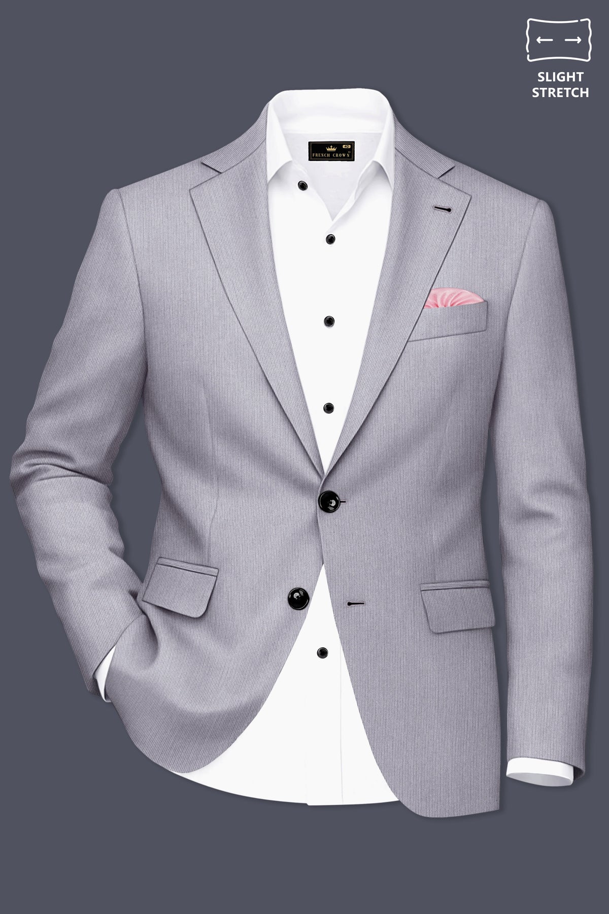 Virelli-Suva Gray Diamond Textured Wool Rich Slight Stretch Single Breasted Suit