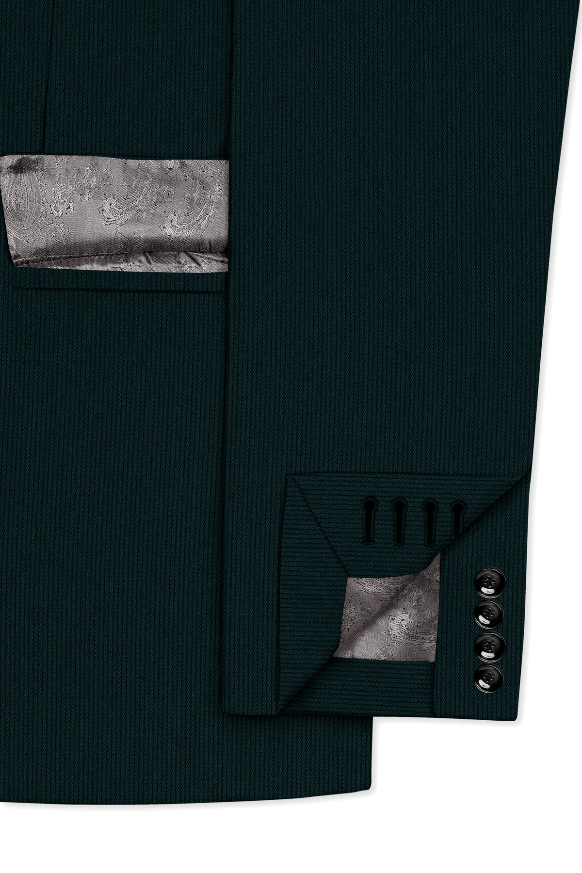 Viridian-Burnham Green Diamond Textured Wool Rich Slight Stretch Single Breasted Suit