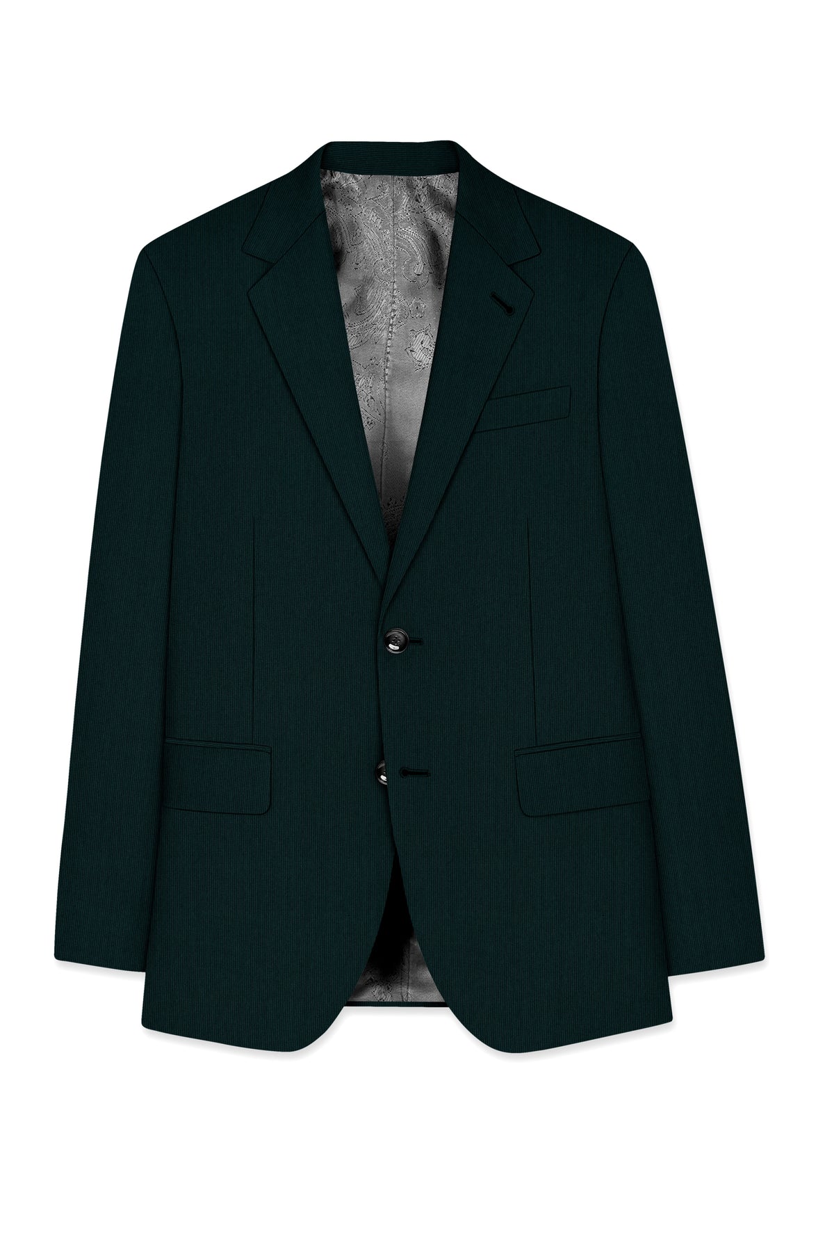 Viridian-Burnham Green Diamond Textured Wool Rich Slight Stretch Single Breasted Suit