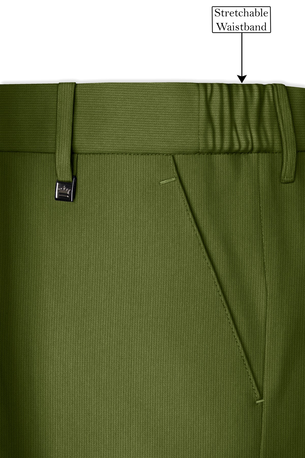 Hunter-Muddy Green Diamond Textured Wool Rich Slight Stretch Double Breasted Suit