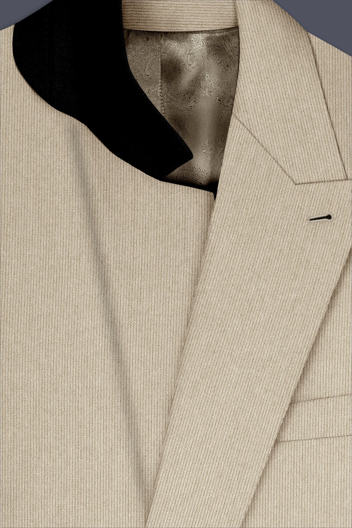 Ivoria-Vanilla Cream Diamond Textured Wool Rich Slight Stretch Double Breasted Suit