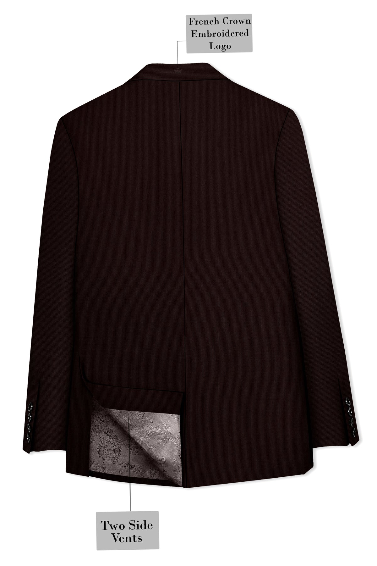 Terrano-Creole Brown Diamond Textured Wool Rich Slight Stretch Double Breasted Suit