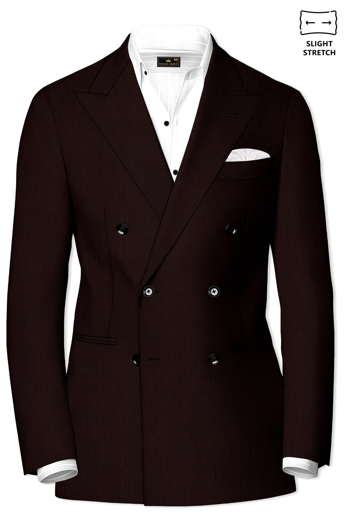 Terrano-Creole Brown Diamond Textured Wool Rich Slight Stretch Double Breasted Suit