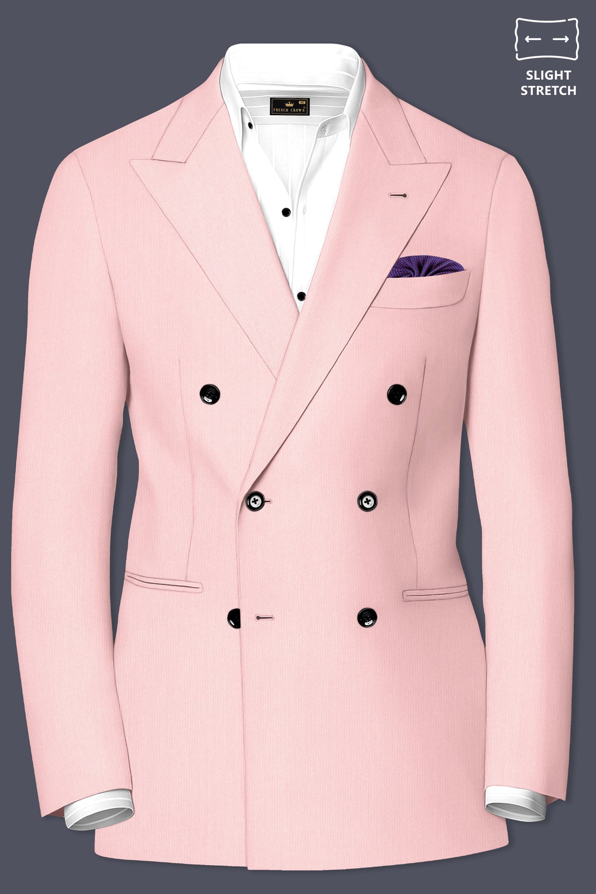 Elara-Cosmos Pink Diamond Textured Wool Rich Slight Stretch Double Breasted Suit