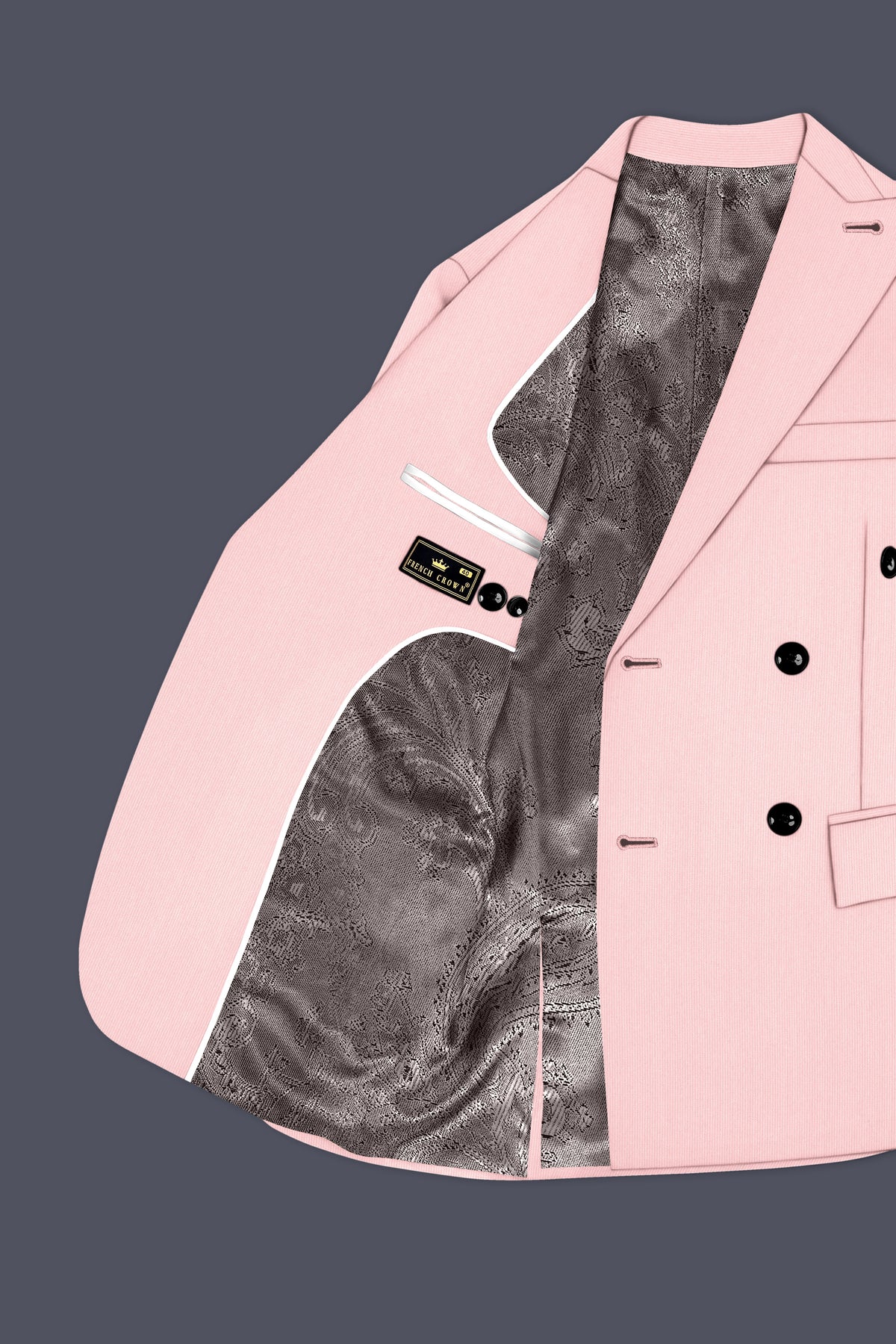 Elara-Cosmos Pink Diamond Textured Wool Rich Slight Stretch Double Breasted Suit