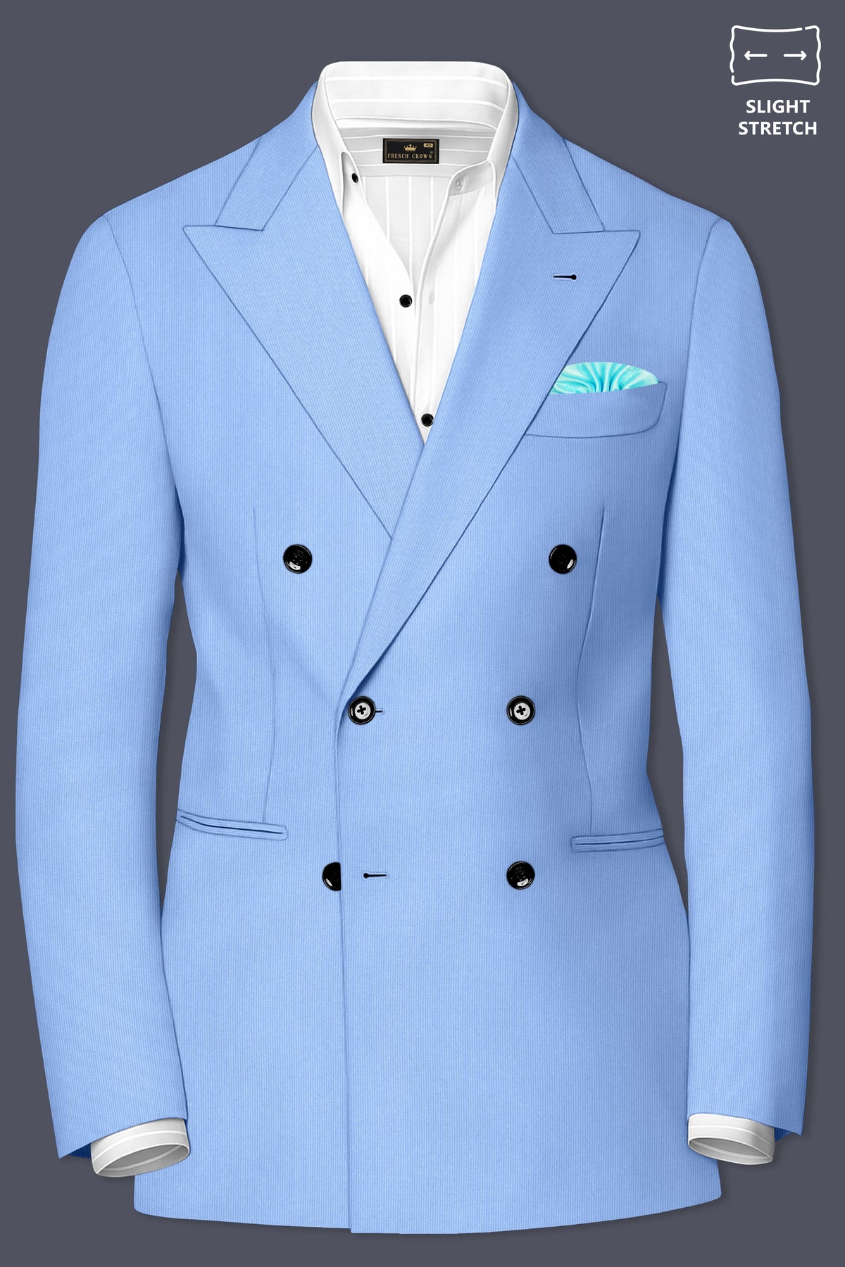 Cobalt-Jordy Blue Diamond Textured Wool Rich Slight Stretch Double Breasted Suit