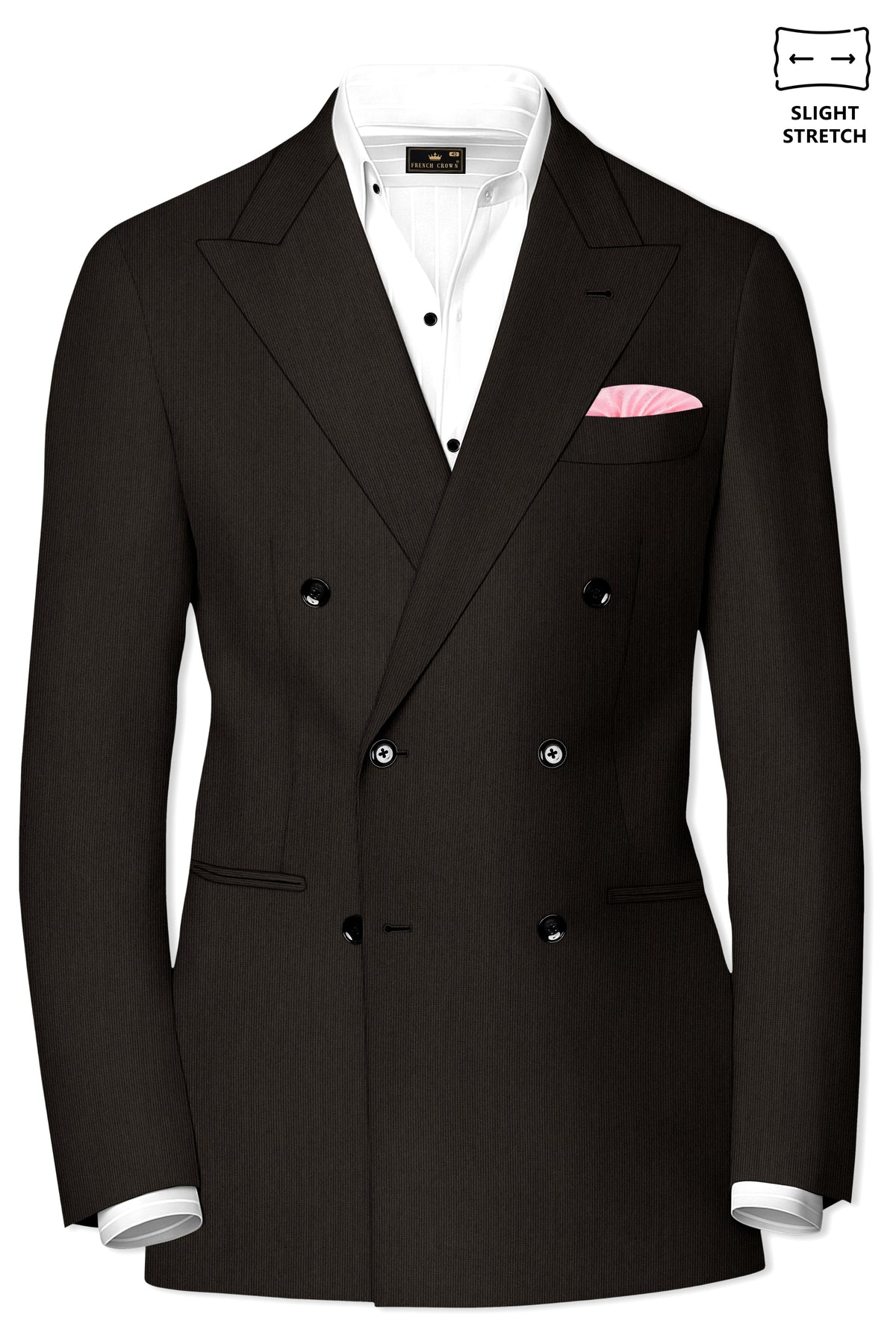 Grayson-Zeus Brown Diamond Textured Wool Rich Slight Stretch Double Breasted Suit