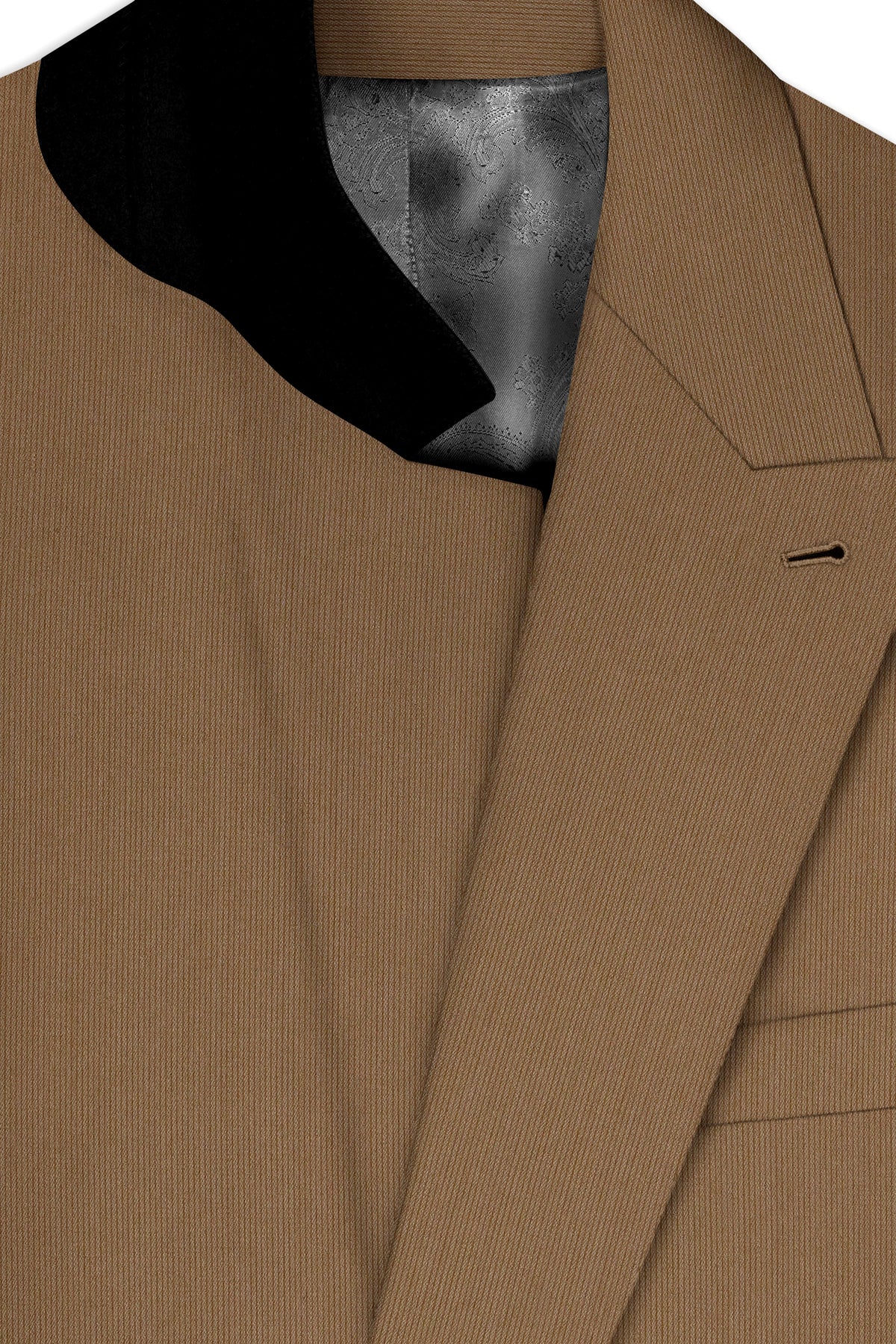 Weston-Millbrook Brown Diamond Textured Wool Rich Slight Stretch Double Breasted Suit