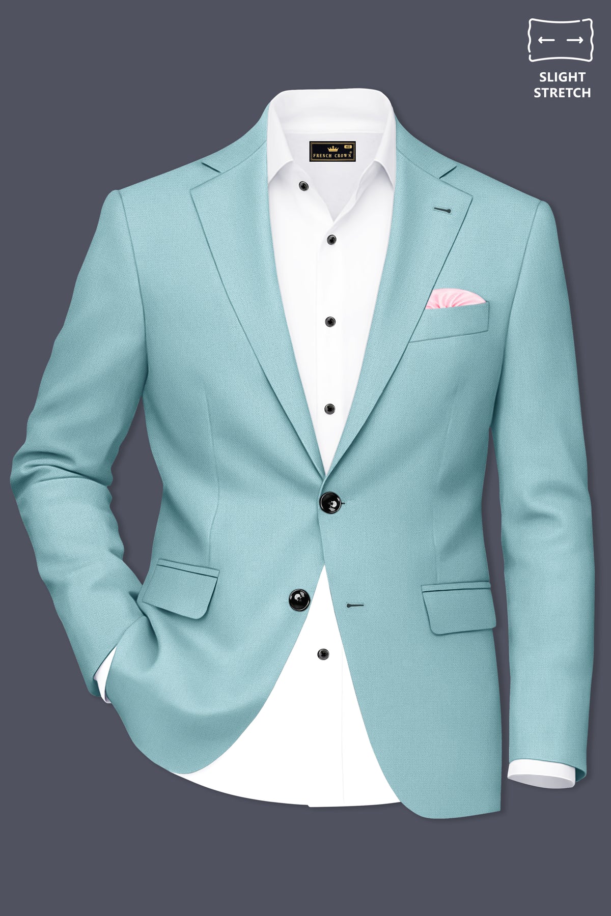 Eclipse-Hosta Blue Diamond Textured Wool Rich Slight Stretch Single Breasted Suit