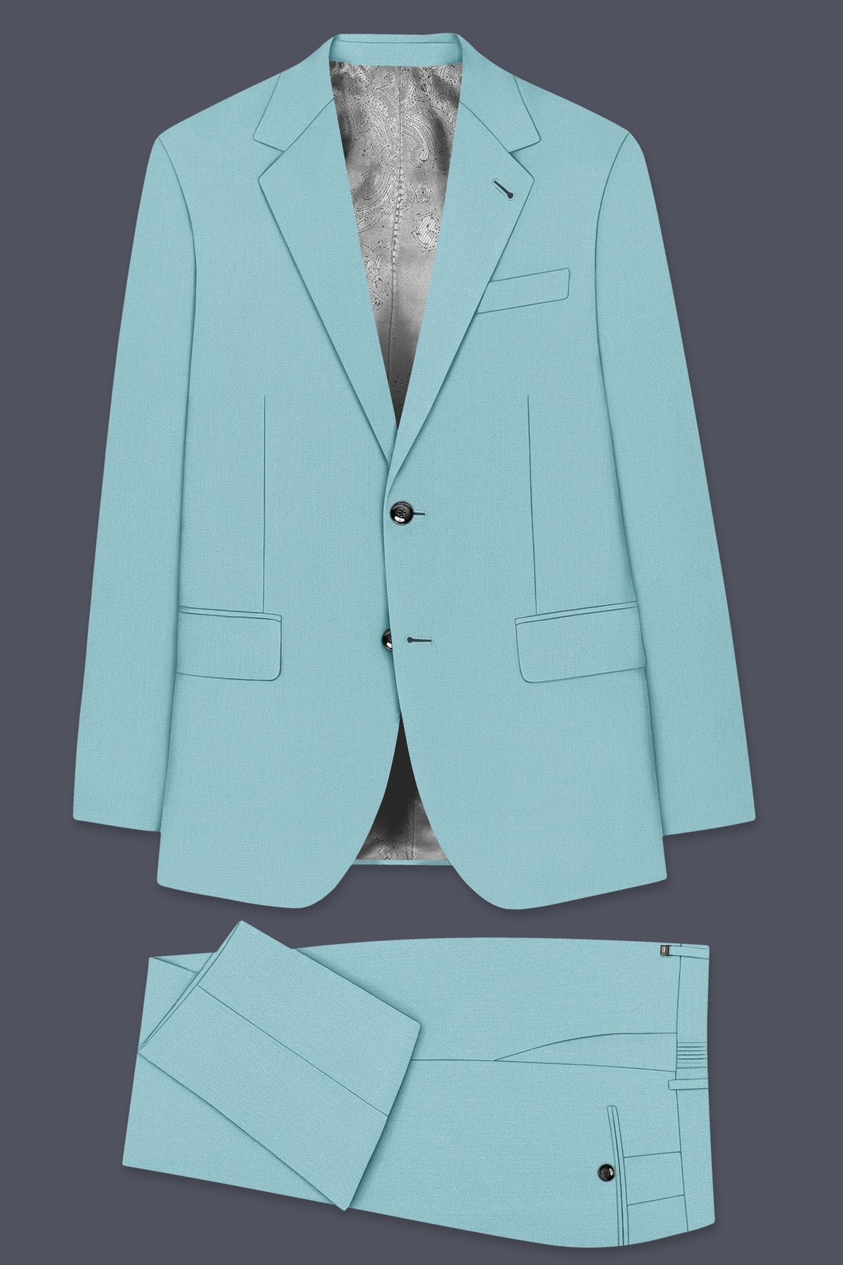 Eclipse-Hosta Blue Diamond Textured Wool Rich Slight Stretch Single Breasted Suit