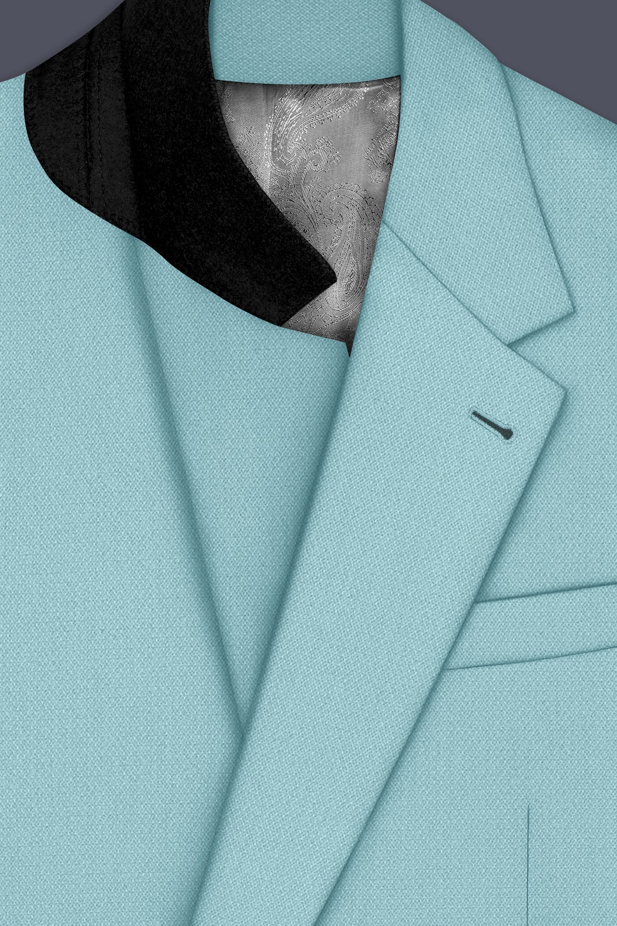Eclipse-Hosta Blue Diamond Textured Wool Rich Slight Stretch Single Breasted Suit