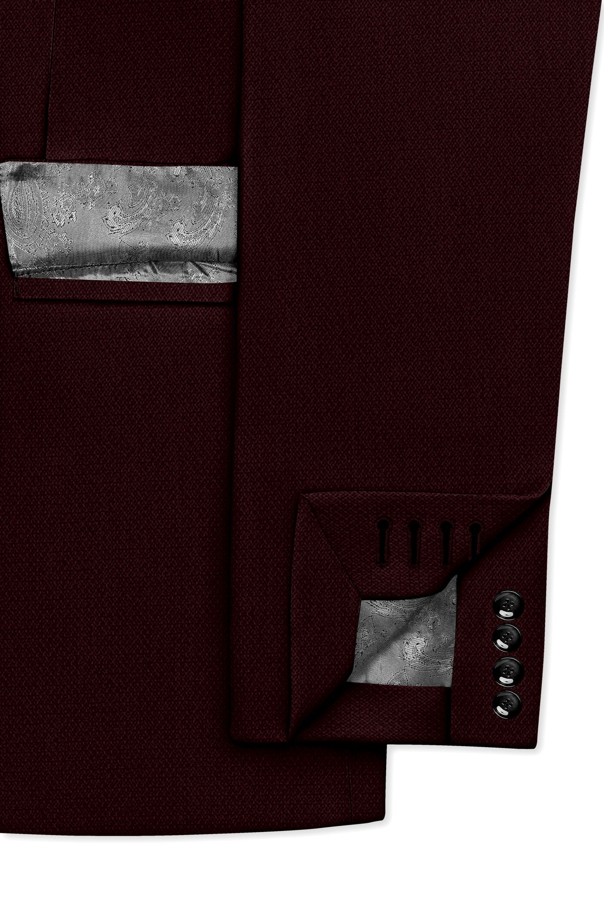 Ardent-Creole Maroon Diamond Textured Wool Rich Slight Stretch Single Breasted Suit