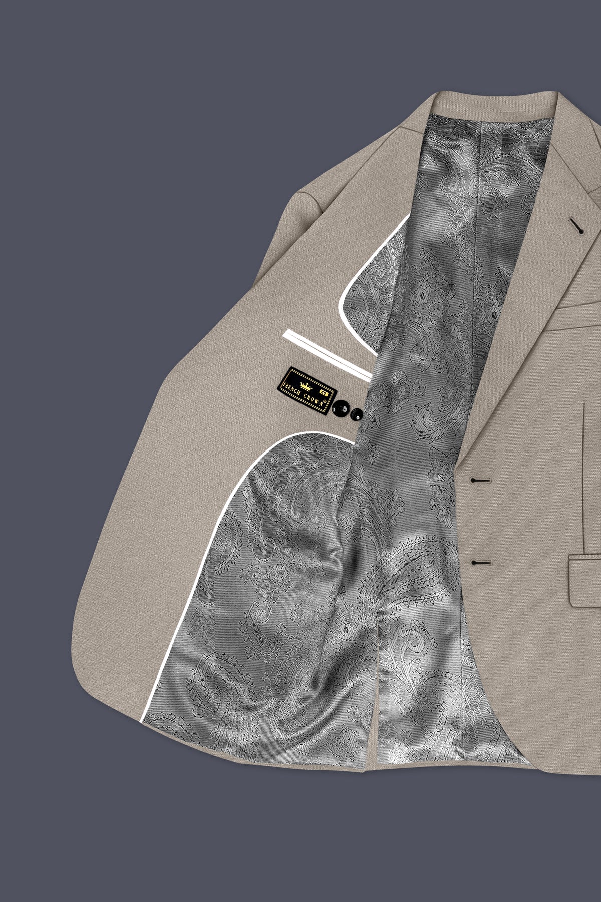 Mavren-Taupe Brown Diamond Textured Wool Rich Slight Stretch Single Breasted Suit