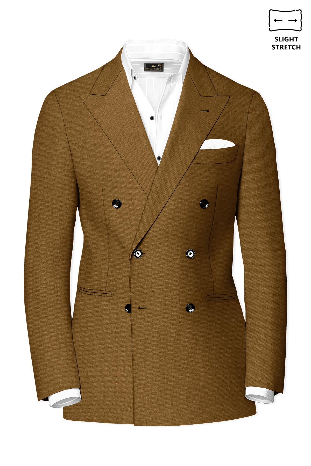 Sartoro-Otter Brown Diamond Textured Wool Rich Slight Stretch Double Breasted Suit