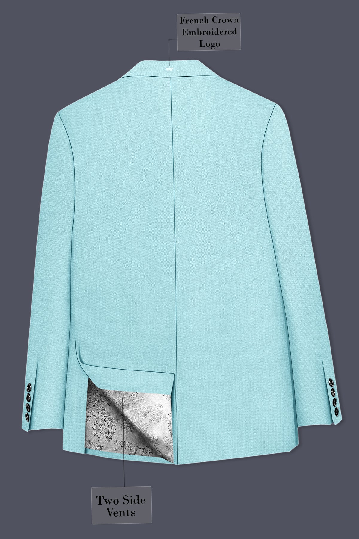 Eclipse-Hosta Blue Diamond Textured Wool Rich Slight Stretch Double Breasted Suit