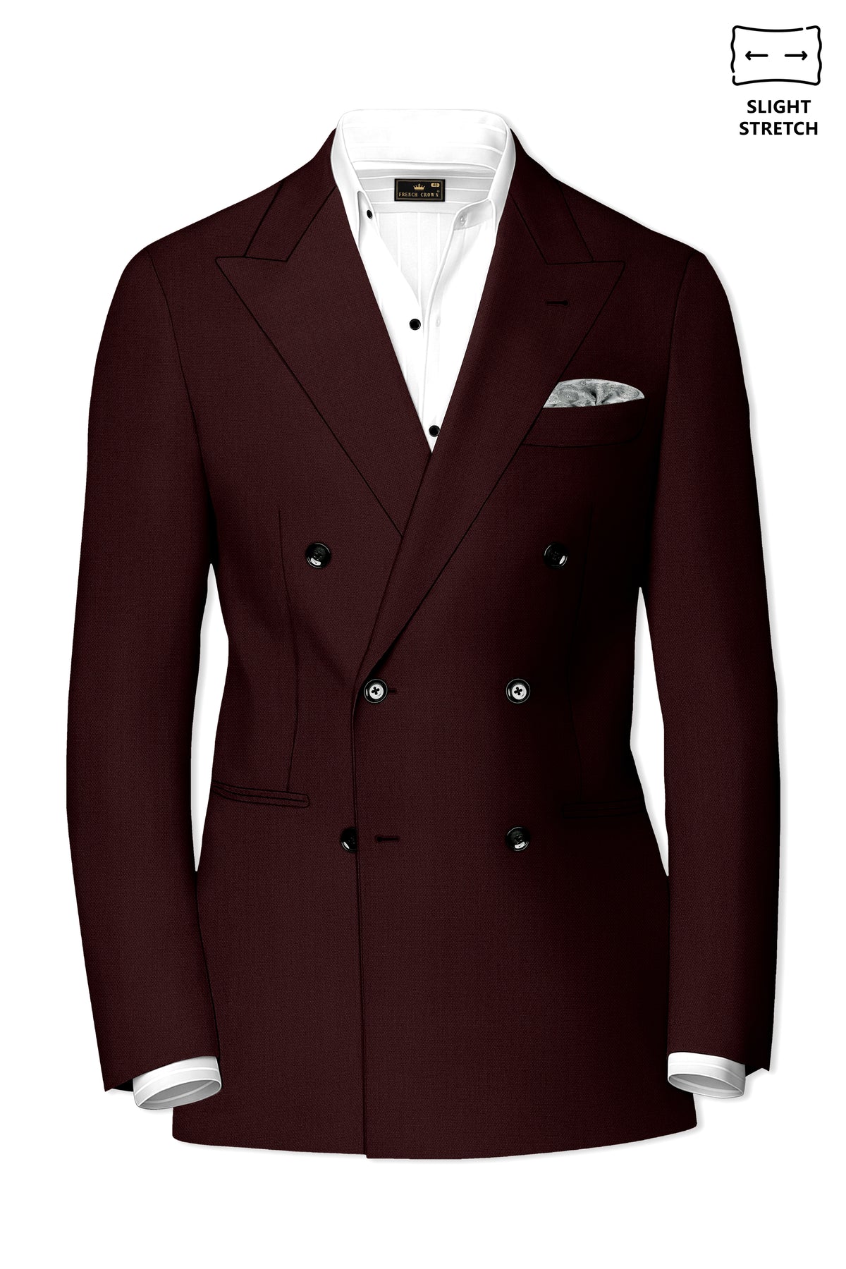 Ardent-Creole Maroon Diamond Textured Wool Rich Slight Stretch Double Breasted Suit