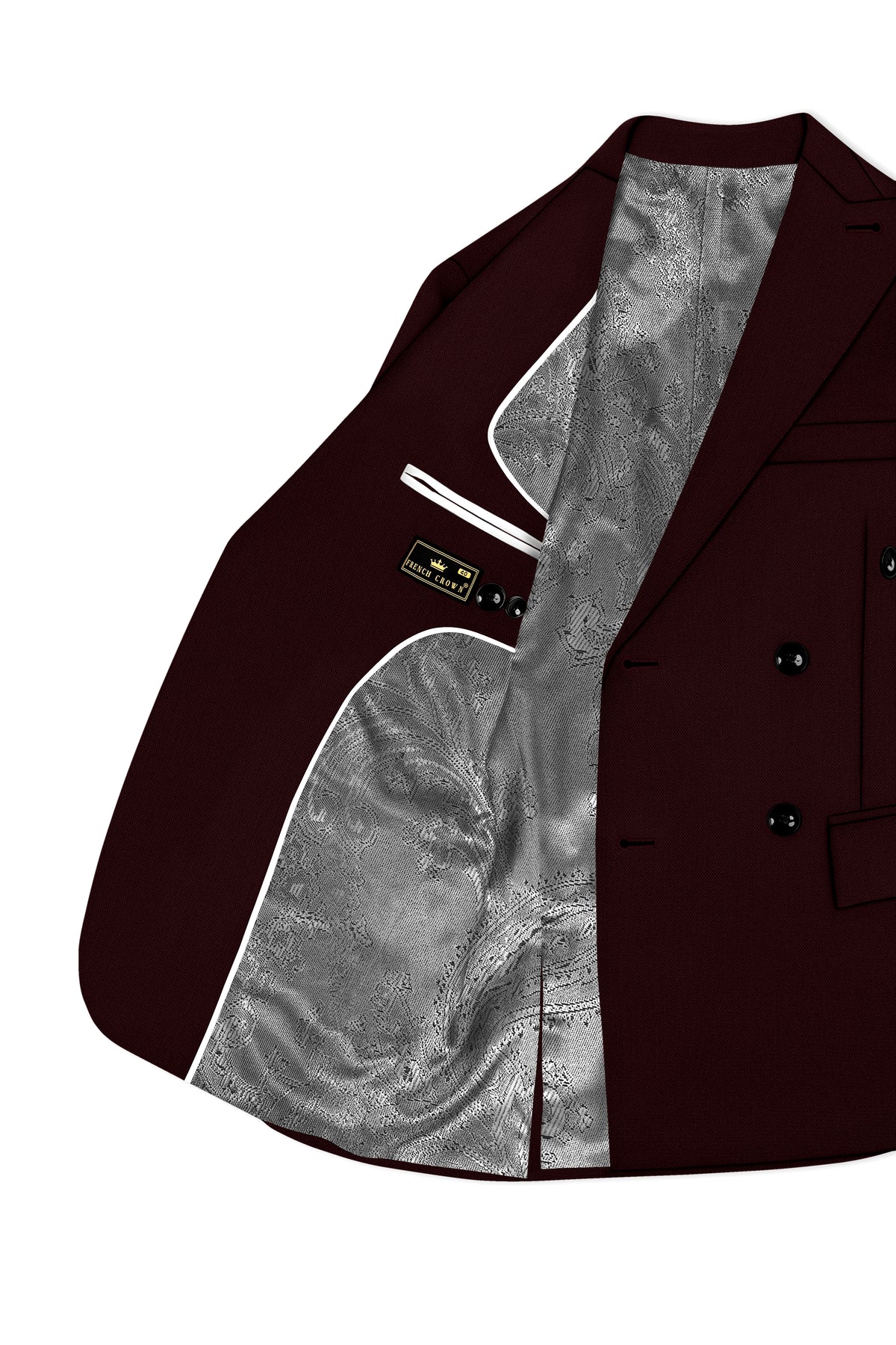 Ardent-Creole Maroon Diamond Textured Wool Rich Slight Stretch Double Breasted Suit