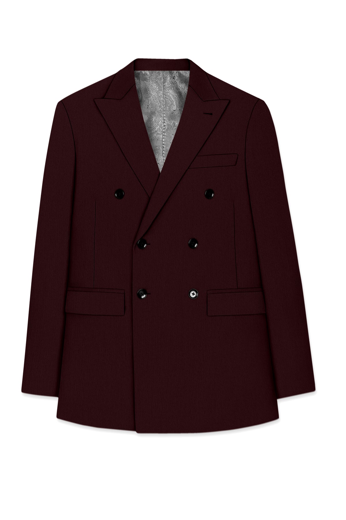 Ardent-Creole Maroon Diamond Textured Wool Rich Slight Stretch Double Breasted Suit