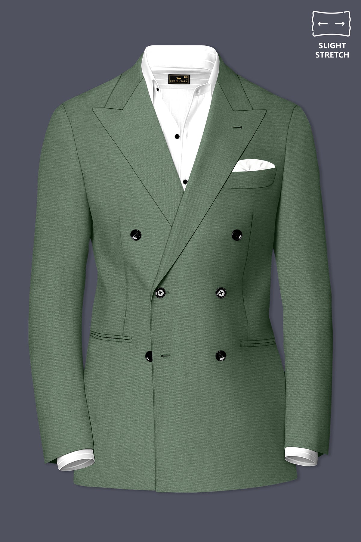 Avon-Glade Green Diamond Textured Wool Rich Slight Stretch Double Breasted Suit