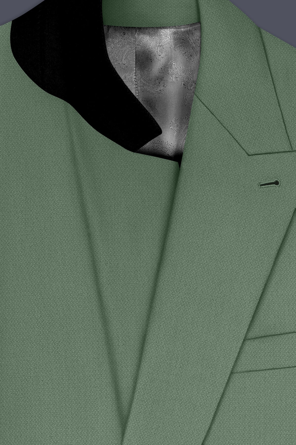 Avon-Glade Green Diamond Textured Wool Rich Slight Stretch Double Breasted Suit