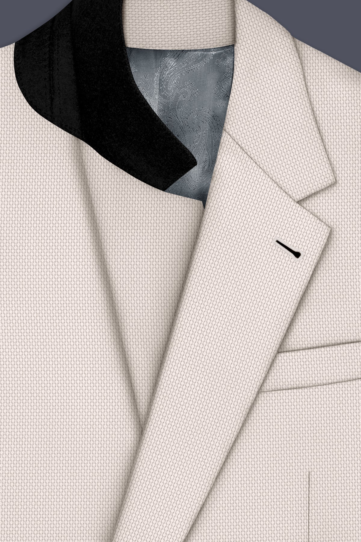 Dorian-Gainsboro Gray Diamond Textured Wool Rich Slight Stretch Single Breasted Suit