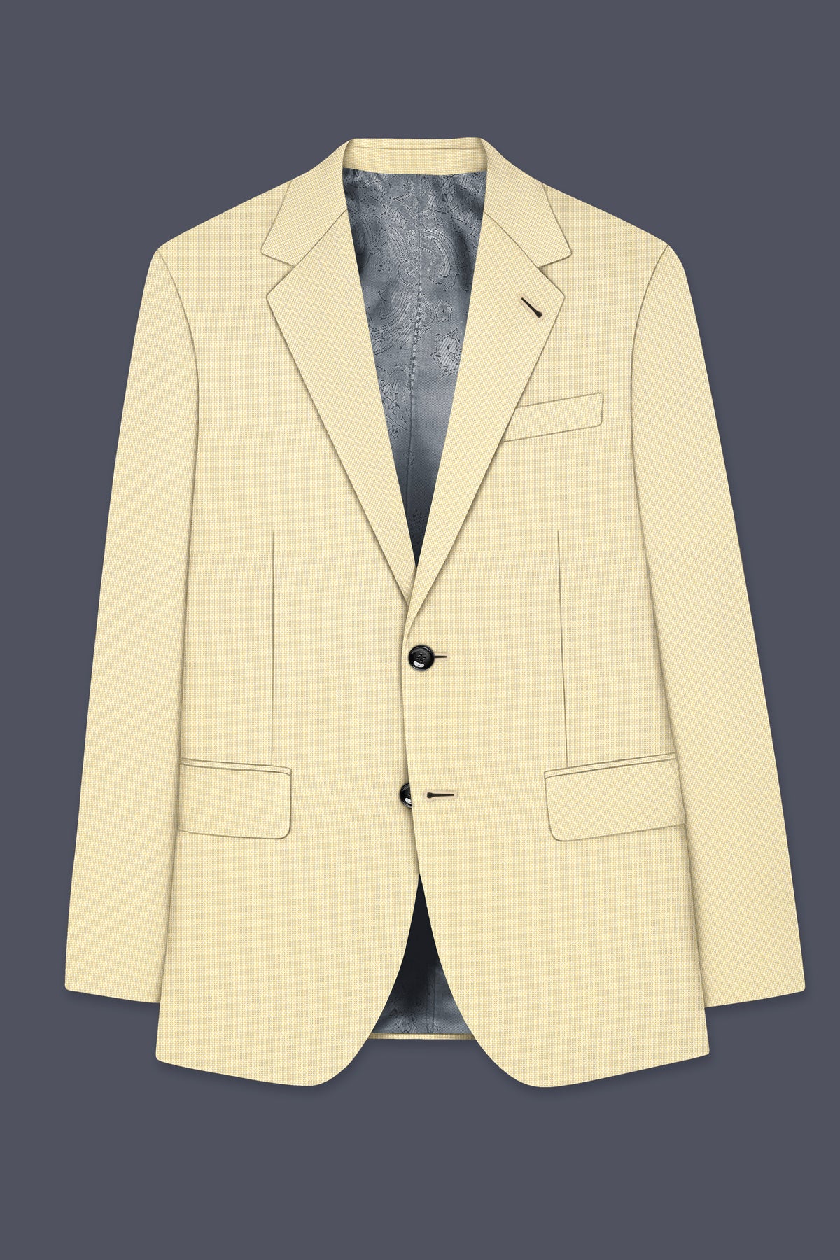 Lumine-Bavarian Cream Diamond Textured Wool Rich Slight Stretch Single Breasted Suit