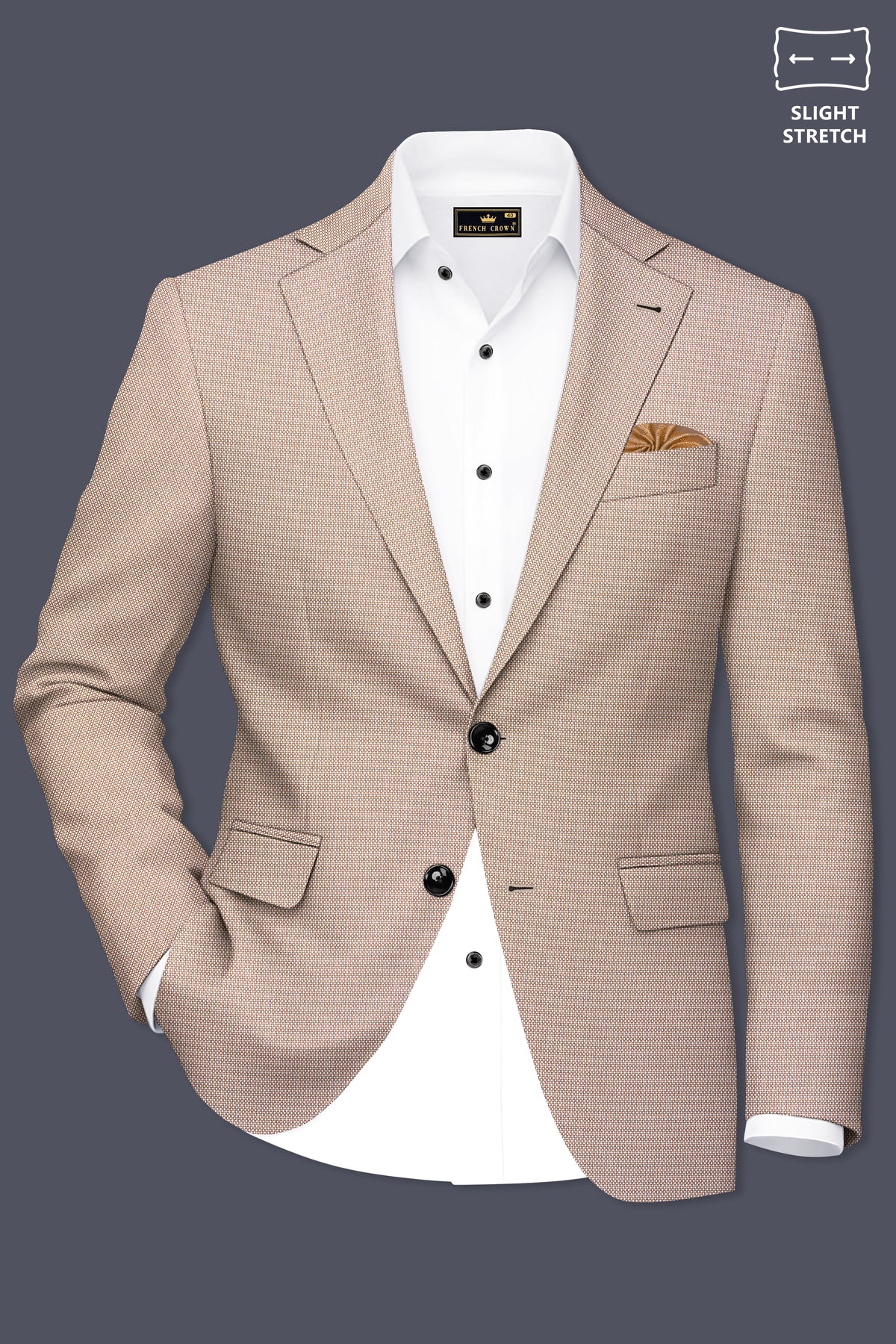 Terrano-Rodeo Brown Diamond Textured Wool Rich Slight Stretch Single Breasted Suit