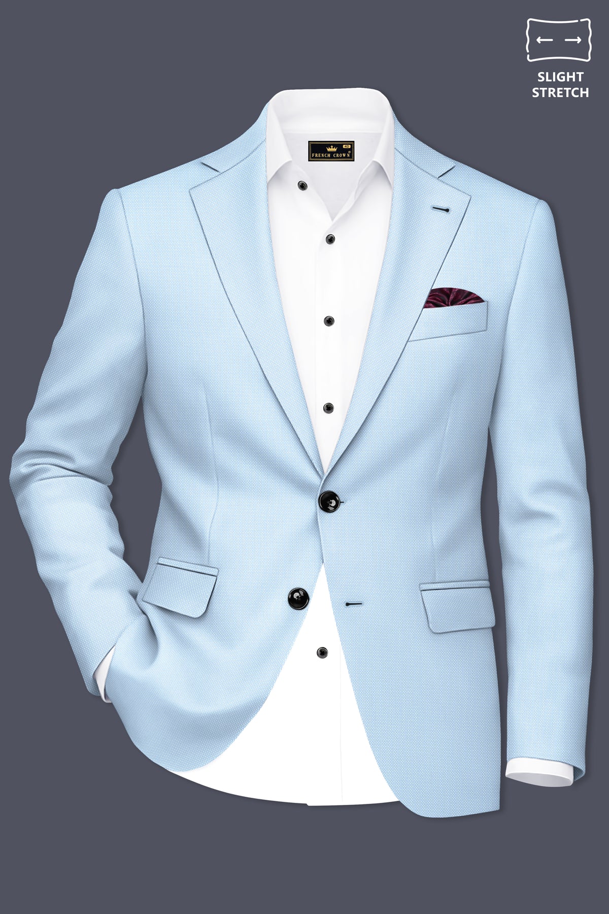 Azure-Hawkes Blue Diamond Textured Wool Rich Slight Stretch Single Breasted Suit