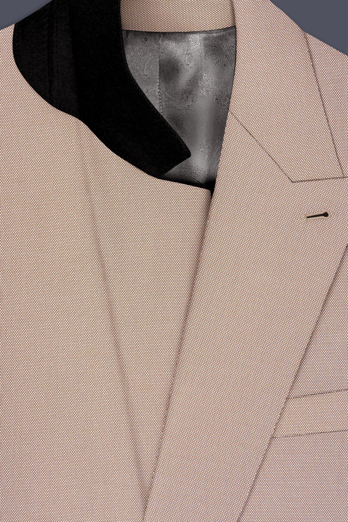 Terrano-Rodeo Brown Diamond Textured Wool Rich Slight Stretch Double Breasted Suit