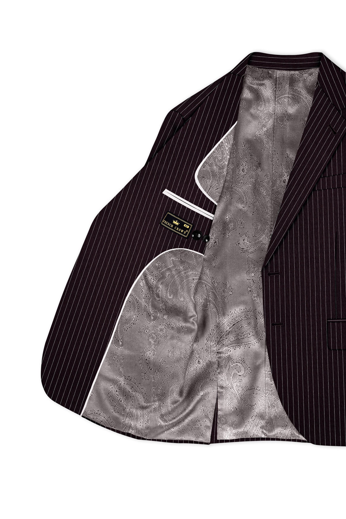 Vesper-Gondola Maroon Chalk Striped Wool Rich Wrinkle-Free Fluid Drape Fabric Single Breasted Suit