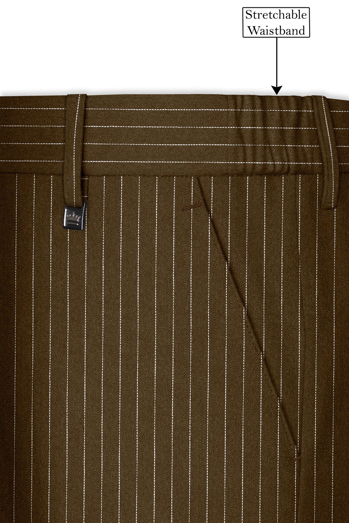 Sable-Antique Brown Chalk Striped Wool Rich Wrinkle-Free Fluid Drape Fabric Single Breasted Suit