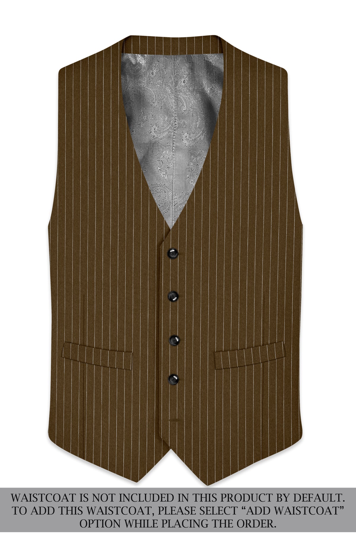 Sable-Antique Brown Chalk Striped Wool Rich Wrinkle-Free Fluid Drape Fabric Single Breasted Suit