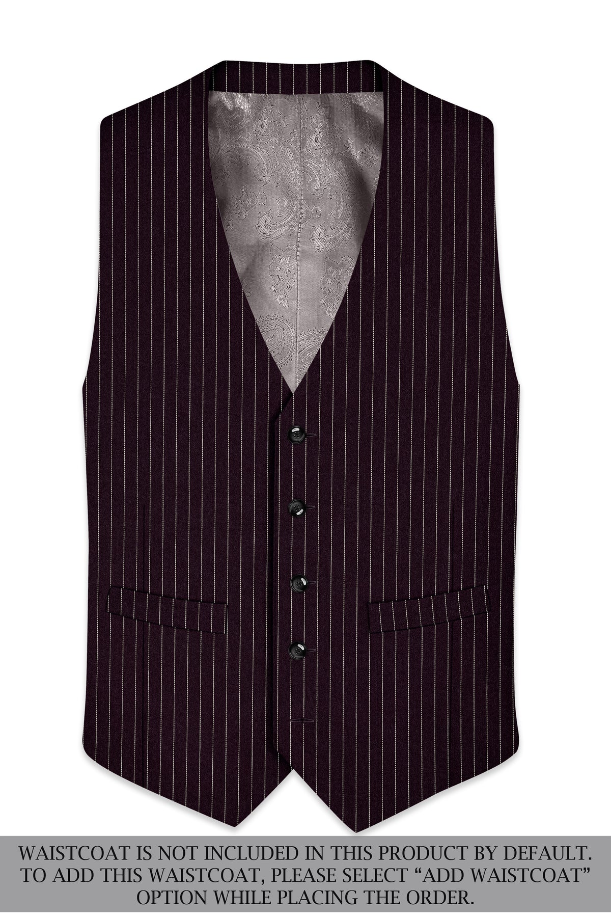 Vesper-Gondola Maroon Chalk Striped Wool Rich Wrinkle-Free Fluid Drape Fabric Double Breasted Suit