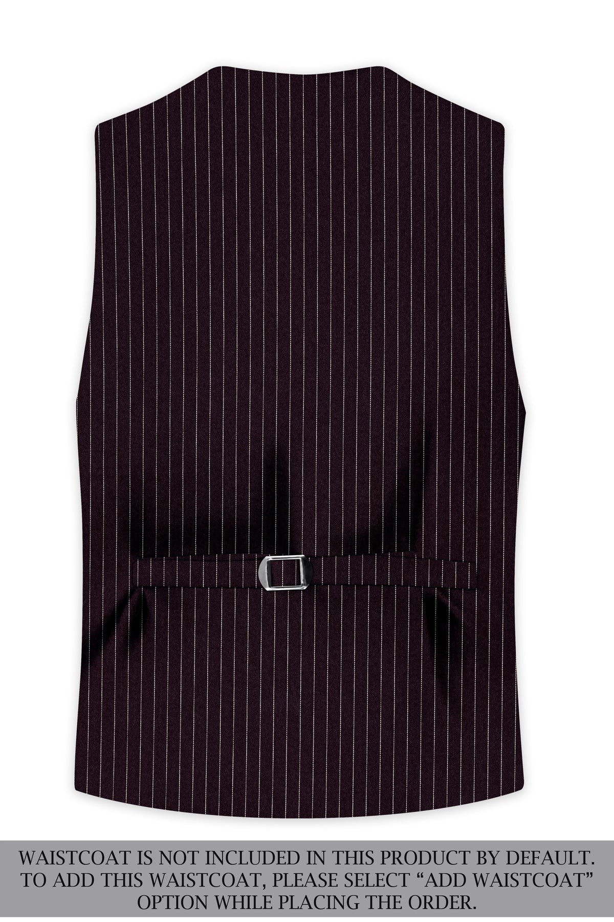Vesper-Gondola Maroon Chalk Striped Wool Rich Wrinkle-Free Fluid Drape Fabric Double Breasted Suit