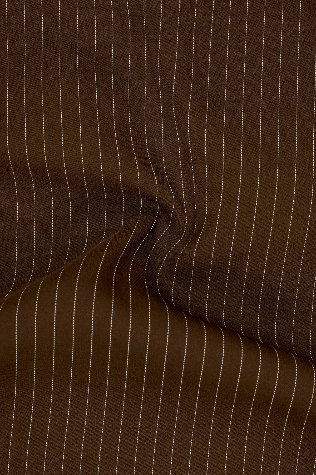 Everton-Clinker Brown Chalk Striped Wool Rich Wrinkle-Free Fluid Drape Fabric Double Breasted Suit