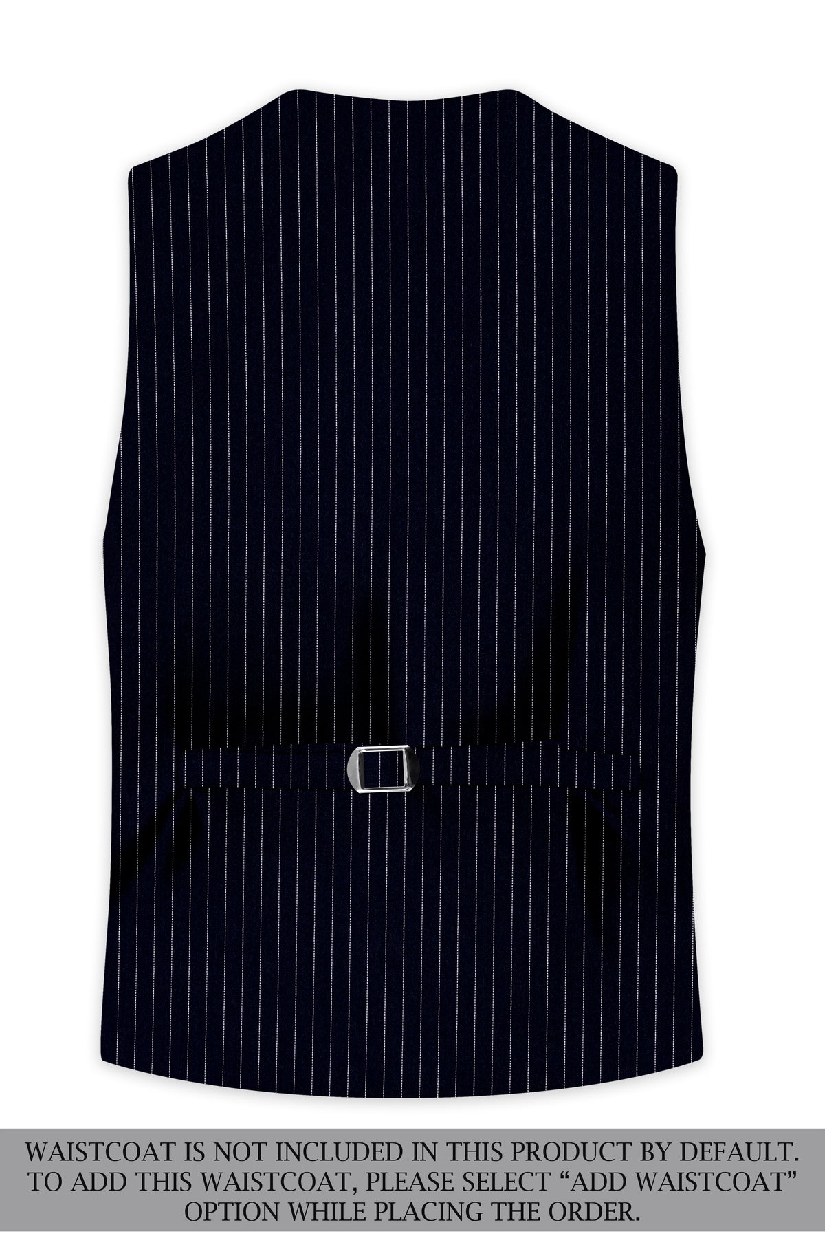 Windsor-Navy Blue Chalk Striped Wool Rich Wrinkle-Free Fluid Drape Fabric Tuxedo Suit
