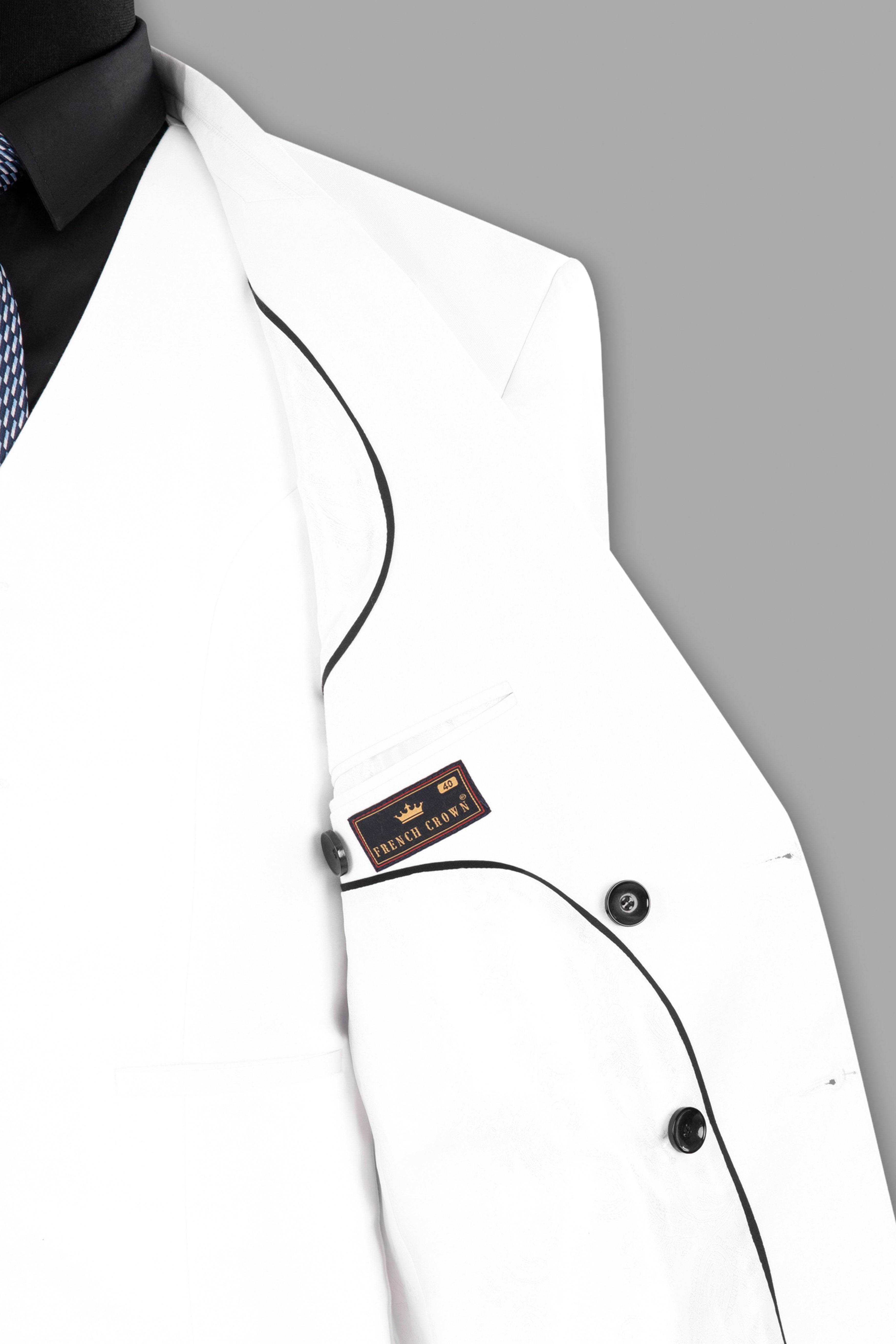 Bright White Subtle Sheen Double Breasted Suit