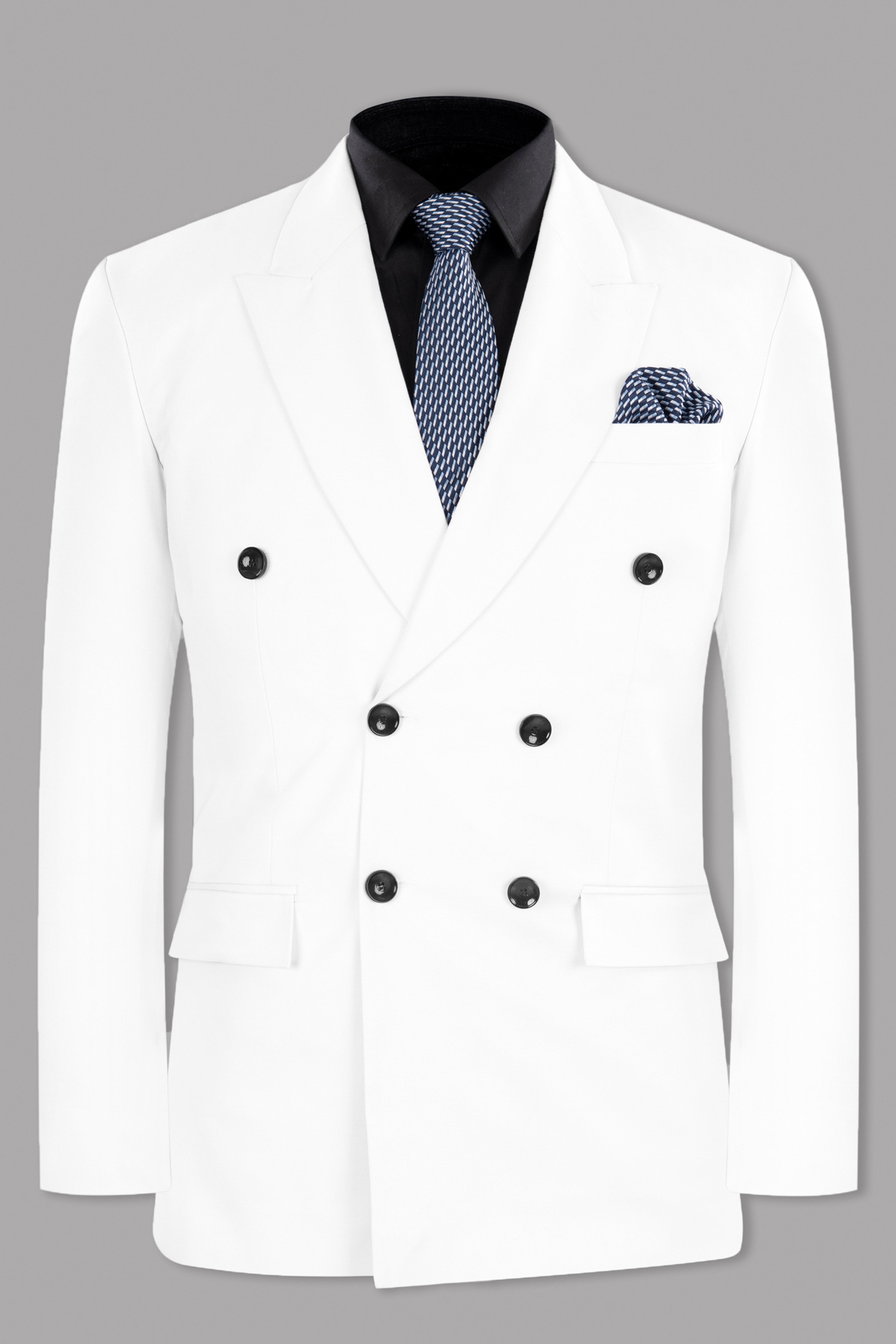 Bright White Subtle Sheen Double Breasted Suit