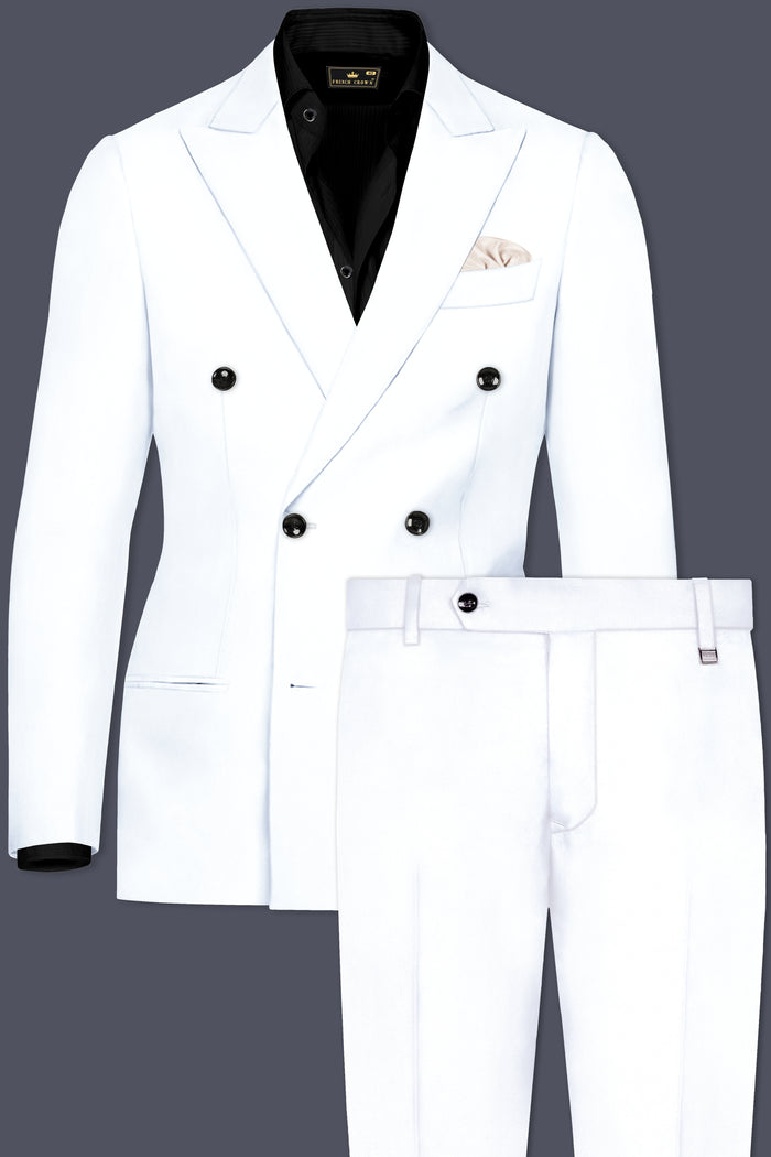 BRIGHT WHITE SUBTLE SHEEN DOUBLE BREASTED SUIT