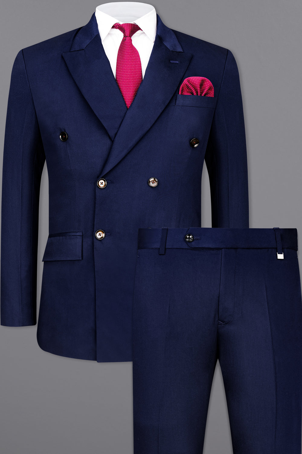 SPACE BLUE SUBTLE SHEEN DOUBLE BREASTED SUIT