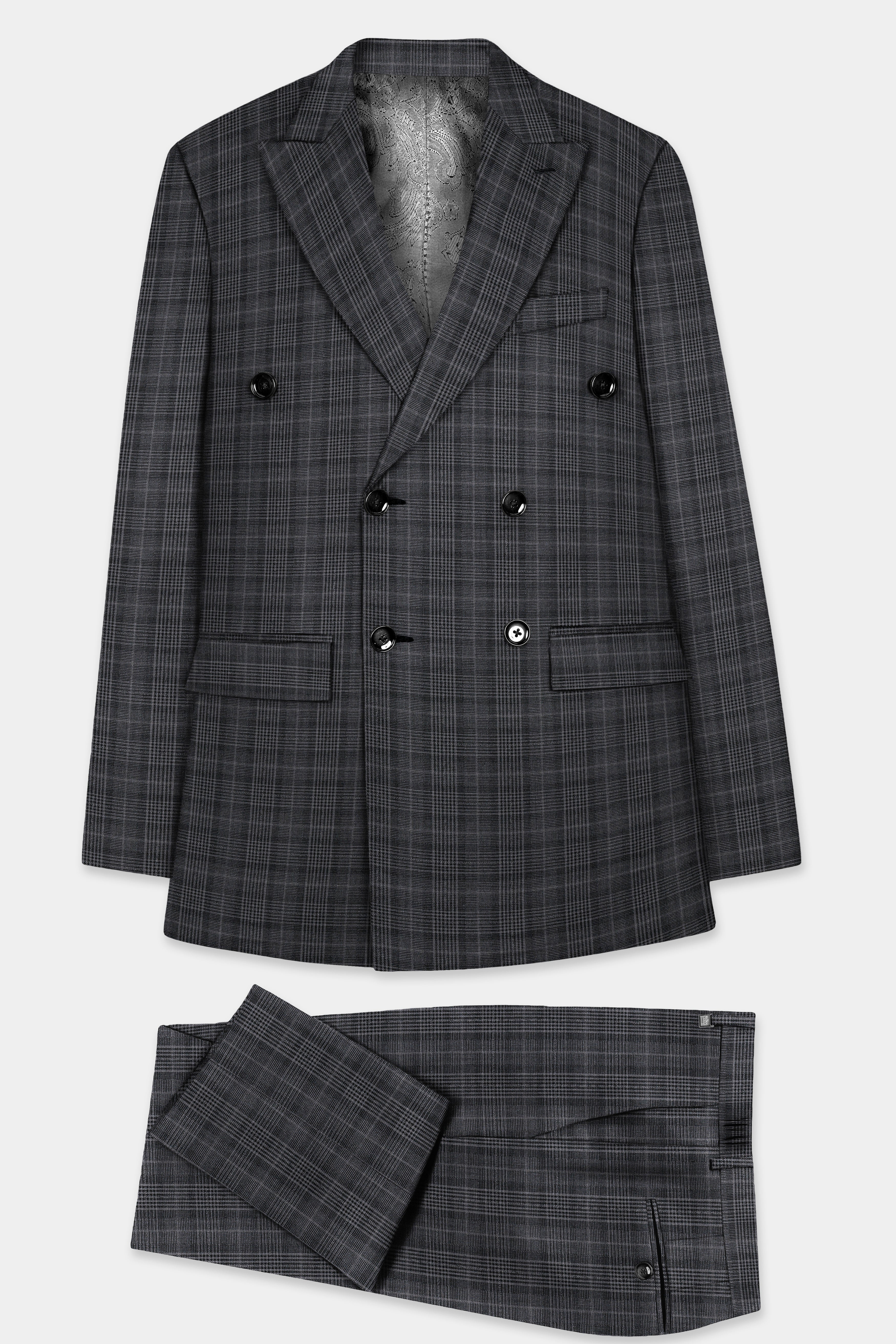 Charcoal Plaid Double Breasted Suit