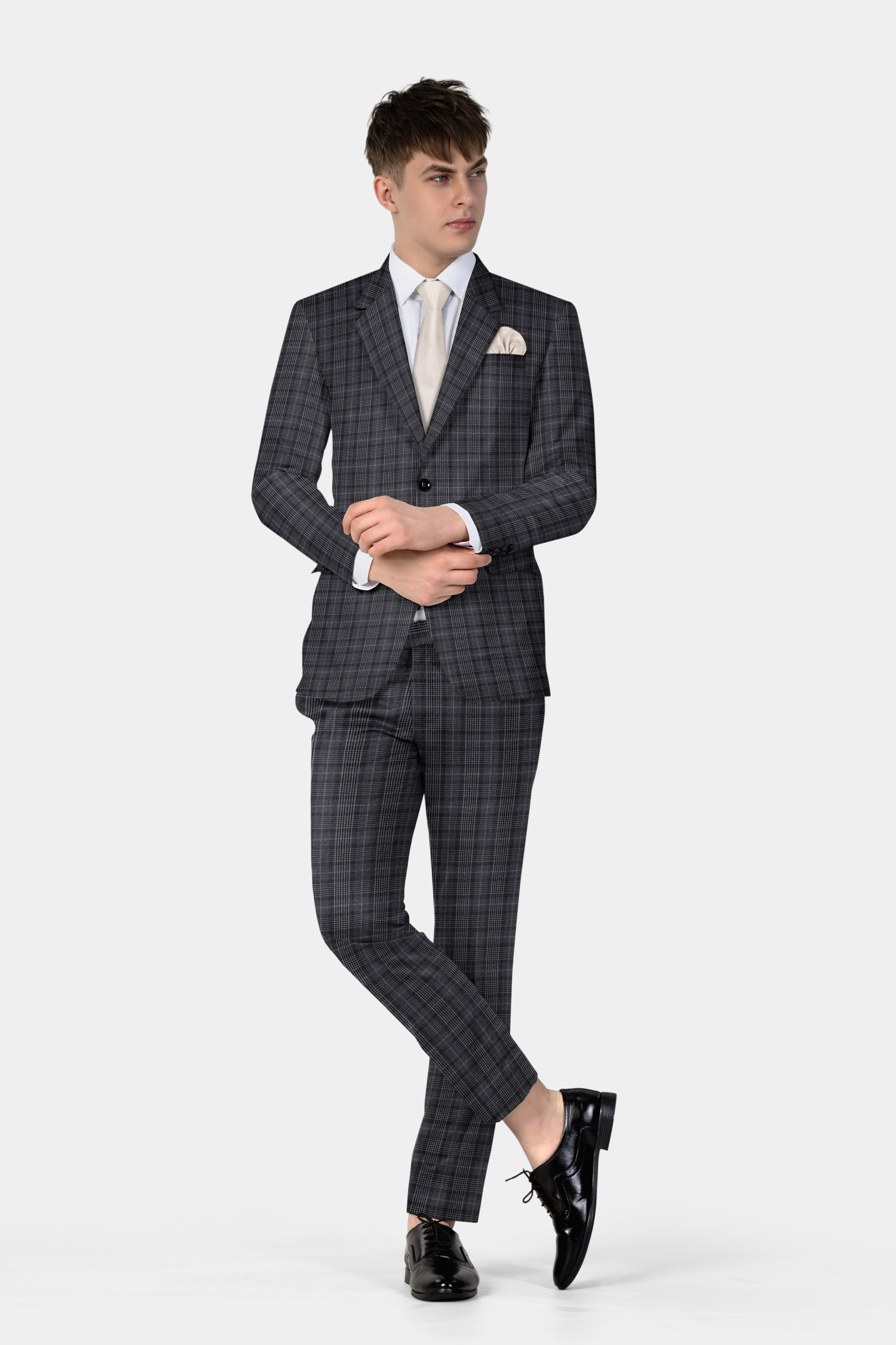 Charcoal Grey Plaid Suit