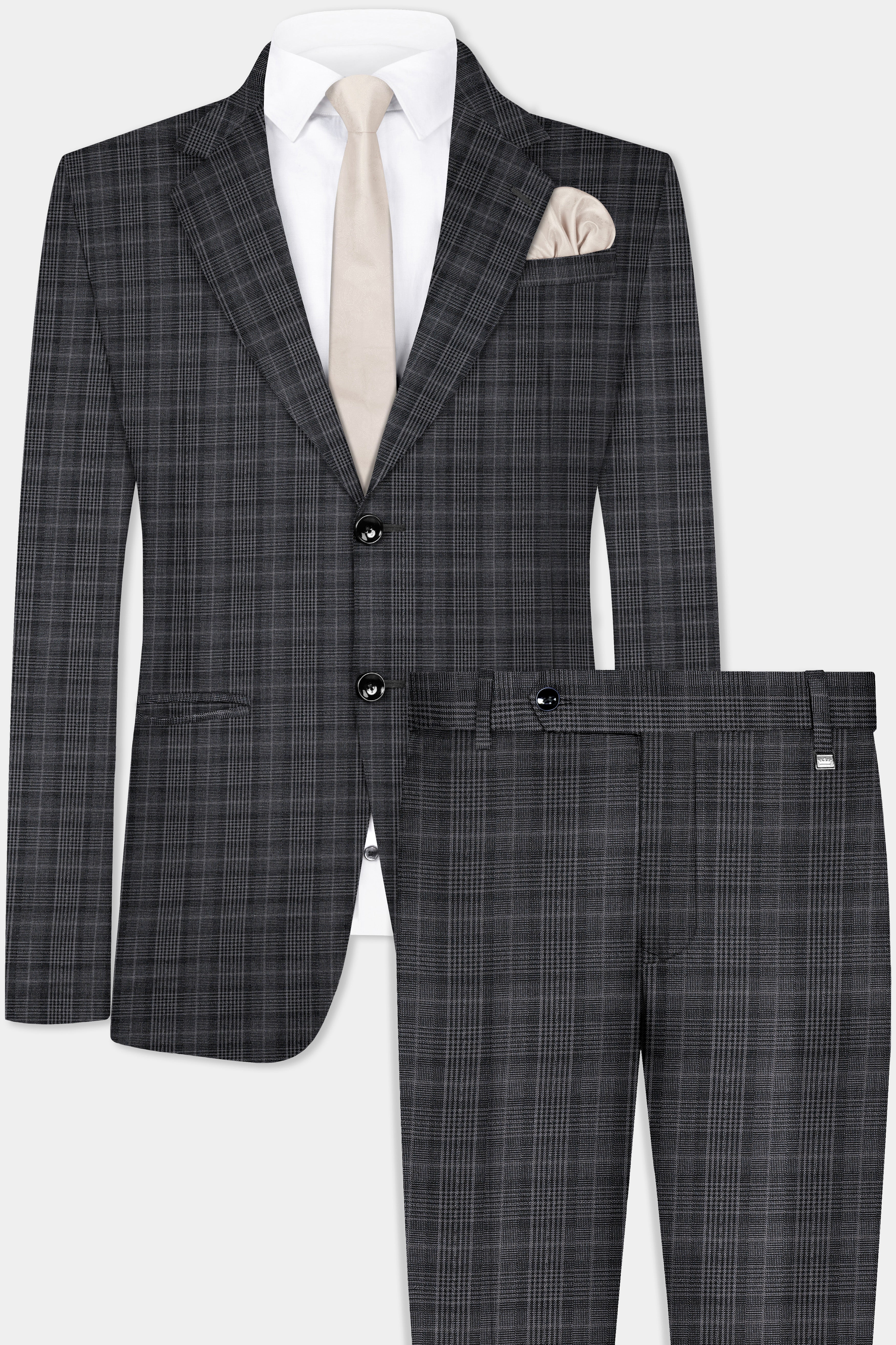 Charcoal Grey Plaid Suit